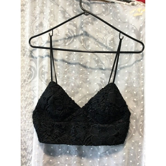 Casting LA Black Floral Lace Crop Top Sleeveless Party Clubbing Medium M - Picture 1 of 5